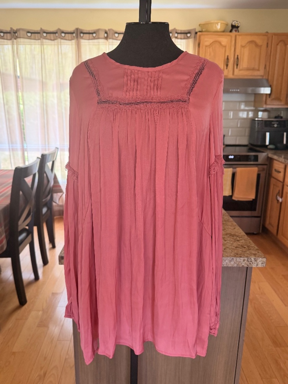 NWT Suzanne Betro Pink Rose Tunic Blouse Sz XL
